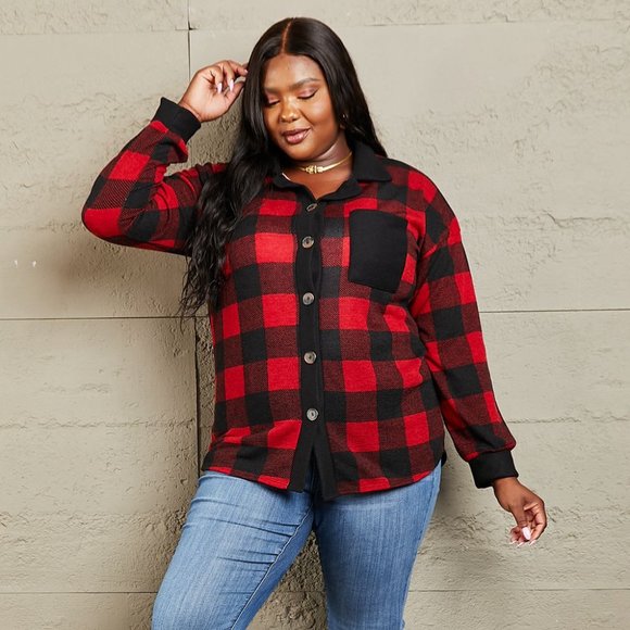 Heimish Make It Last Full Size Contrast Plaid Shacket - Picture 10 of 11